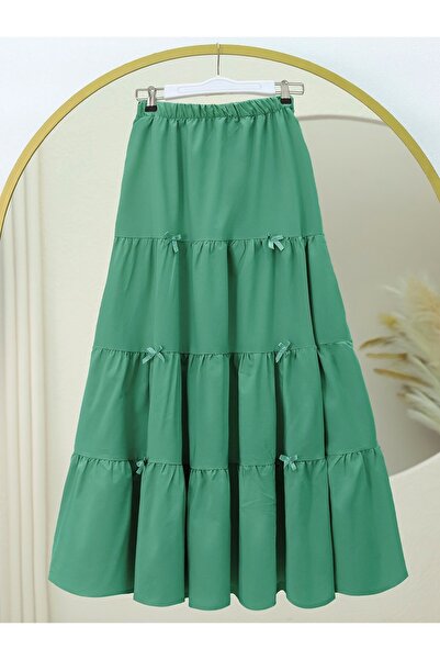 Modamorfo Спідниця з стрічкою, деталями та еластичним поясом - зелена