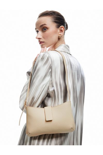 Koton Faux Leather Zippered Crossbody Bag with Detailed Strap