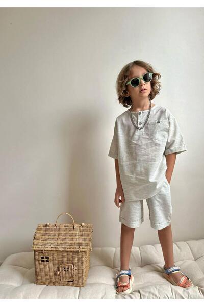 YİGİT BUTİK Yigit Butik Poplin Fabric Boy's Shorts Suit