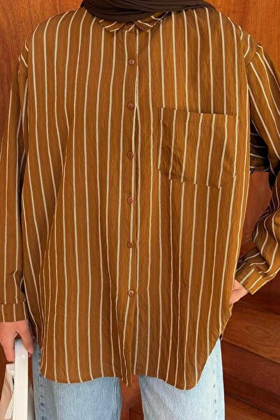 lamelif Single Pocket Lamis Shirt Chocolate and Coffee Colors