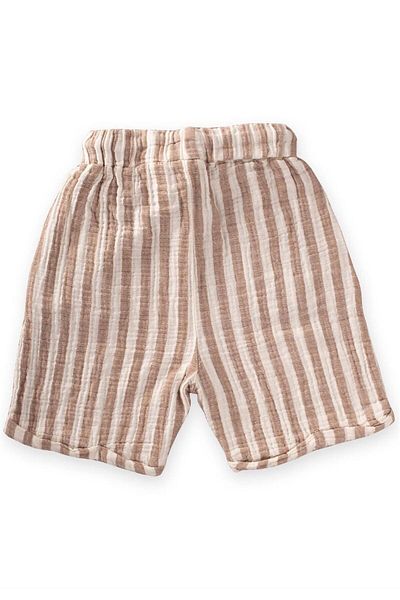 Cigit Double Cuffed Capri 3-8 Years Old Brown Striped