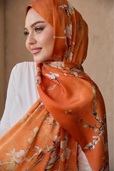 Merve Nayir Μοτίβο Van Gogh Διπλής Όψης Εισαγόμενο Voile Silk Shawl 75 x 190 cm