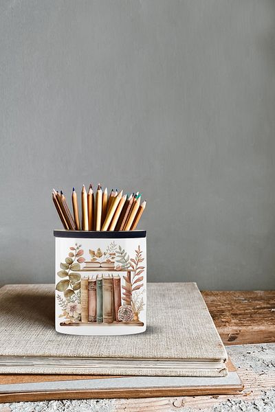 yhfoto Βιβλιοθήκη Visual Pen Holder - Κεραμική θήκη για στυλό - 9cm Ύψος - Διπλή Εκτύπωση-kl25yh-158