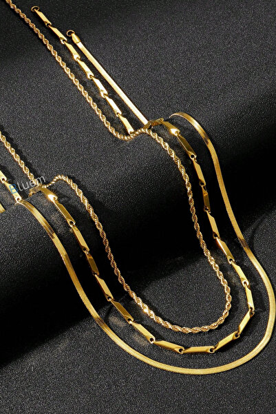 Bluem سلسلة رجالية من الفولاذ المقاوم للصدأ مكونة من 3 قطع إيطالية، وقلادة مل...