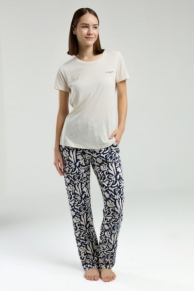 Pierre Cardin Set pijamale de damă cu model bej - mânecă scurtă cu buzunare