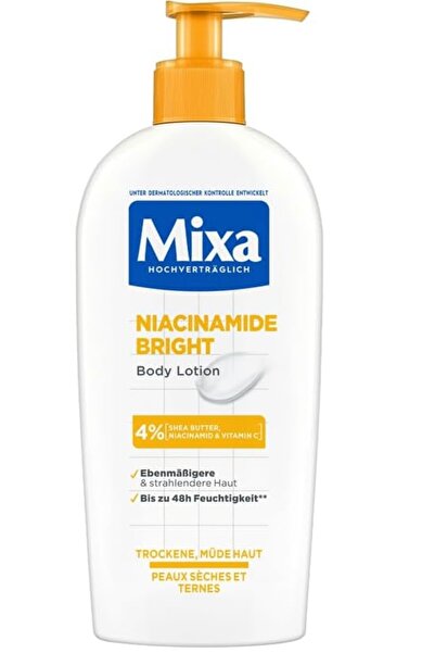 MİXA Mixa Niacinamide Bright Vücut Losyonu – Kuru ve Yorgun Ciltler İçin 250 ml