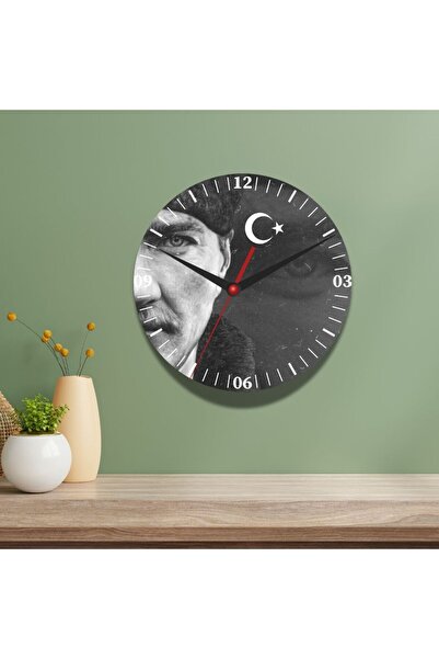 gifttime Ceas de perete din sticlă cu design Ataturk