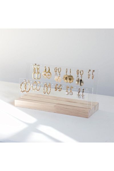 Madam curie Double Deck Earring Stand (Transparent)
