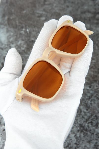 LUPİX Beige Frame Brown Glasses Women Men Unisex Sunglasses