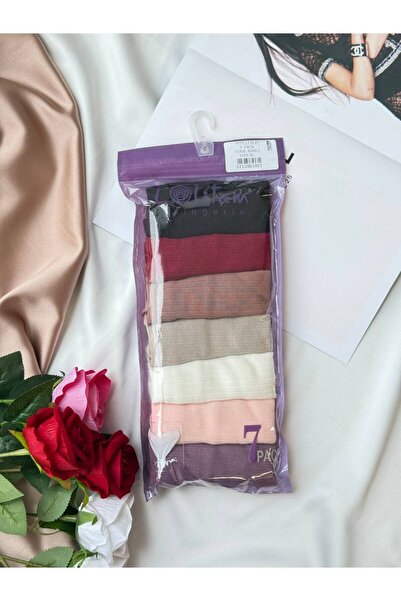 FEMYNA 7li Fitilli Pamuklu Slip Külot Seti Renkli Dikişli Günlük Rahat Kesim