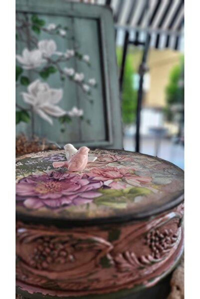 Craft İçi Kadife Kaplı, Özel Tasarım, El boyaması, Seramik Kuş Kulplu, Ahşap ...