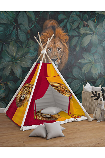 Talia Home Sarı Kırmızı Aslan Temalı Çocuk Odası Oyun Çadırı TLAC-318