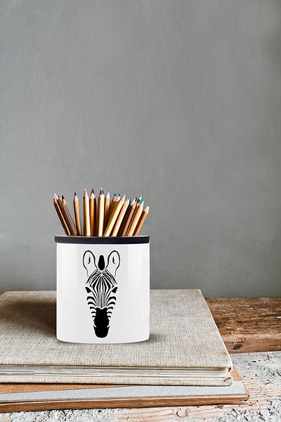 bymat Zebra Design Pen Holder 9cm Height Double Sided Printing Kl25Yh-43