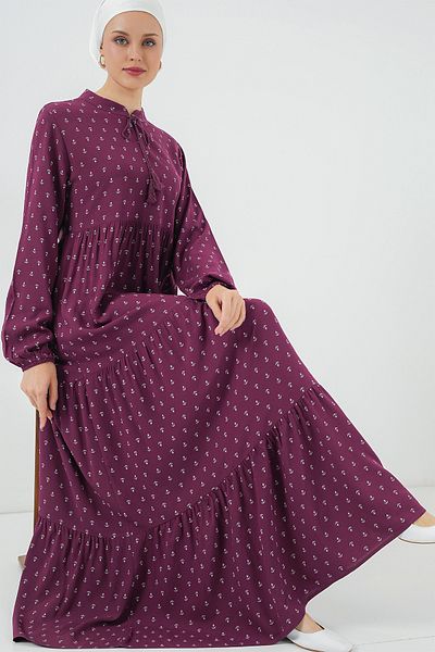 Bigdart 1627 Φόρεμα Hijab με κορδόνια - Μωβ άγκυρα