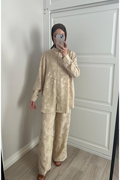 Orfeo Negro Bej Desenli Bol Pantolon