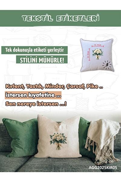 AGG Reklam Karışık Kırlent Desenleri Kat-5 Ütü Etiketi 1 Adet