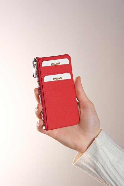 ESGUARE حافظة بطاقات نسائية جلدية أصلية