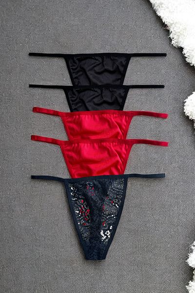 BLİSS WEAR FASHION Women's 5Li String Thong Panties