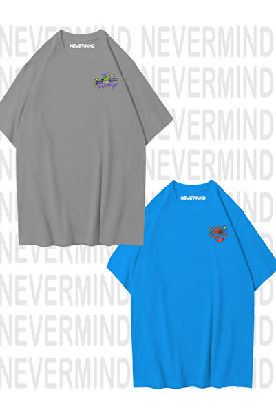 NEVERMIND Unisex To Infinity & Beyond Μπροστινό μπλουζάκι με τύπωμα Lover Couple Combination Design oversized Μπλουζάκια 2-συσκευασία