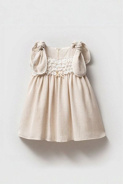 damdamin Baby Food Panoramatic Fabric Dress - 100% Cotton Cotton Girl's Strap and Tulle Lining