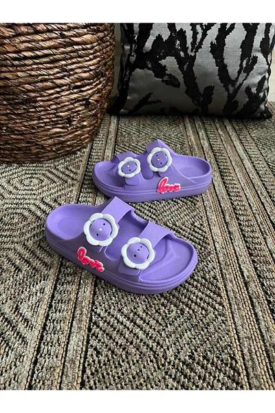 Behtah Kundura Love Figured Papuci de zi cu zi pentru copii, cu cataramă dublă, cu talpă înaltă anatomică, ultra ușoare, anti-alunecare, pentru piscină