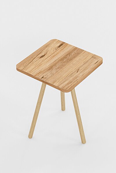 interGO 1 Pieces Coffee Table Wooden Legs Square - Atlantic Pine Pattern