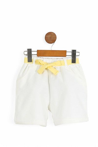 VOY KİDS Girls 3-10 Years Old Muslin Shorts with Elastic Front Printed Belt Summer Bottom Top Set
