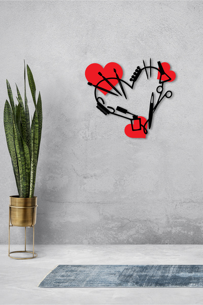 To Design Lab Kuaför - Nail Art Temalı Siyah - Kırmızı Dekoratif Tablo