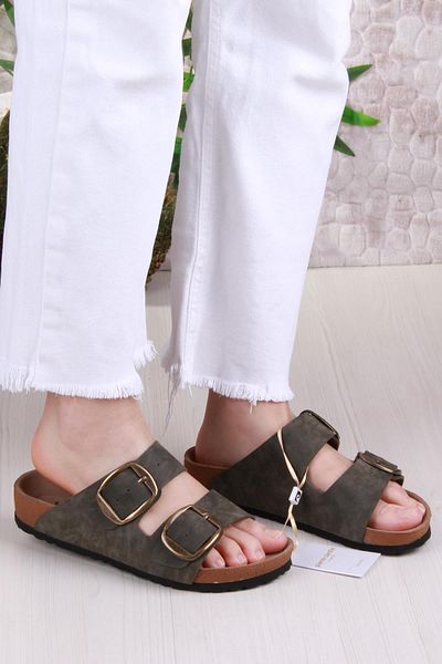 Pierre Cardin 7551 Anatomical Comfortable Original Product Double Buckle Women's Slippers
