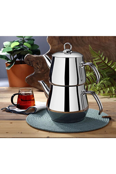 Genel Markalar Aletta Büyük Boy Çelik Çaydanlık Metal Kulp Aile Boy (Kendinden Süzgeçli) Çelik