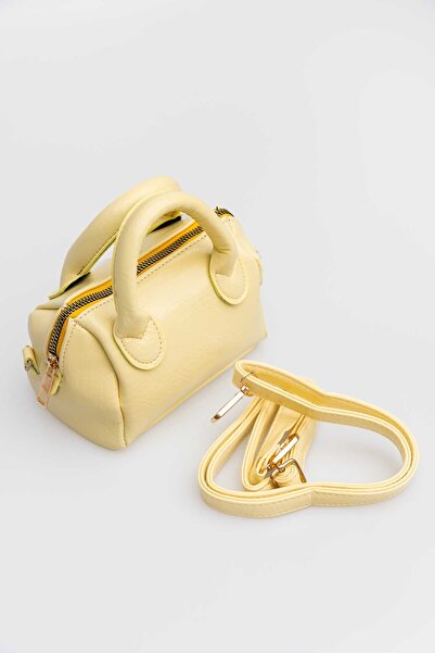 melis collections Lia Sarı Mini Boy Kadın El ve Omuz Çantası