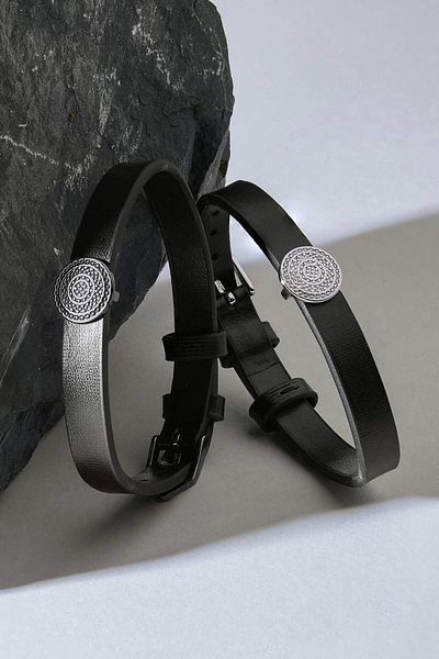 DeFacto AtolyeWolf x DeFacto Herren-Armband aus schwarzem Leder E6201AXNS