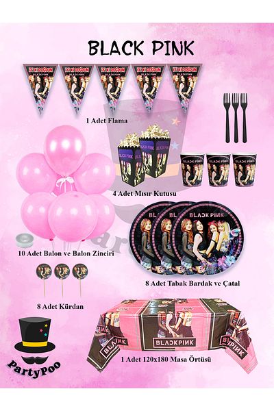 PartyPoo Blackpink Themed Streamer Birthday Party Set |   Party Supplies and Decoration