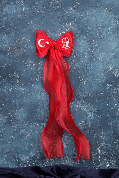 Hayalperest boncuk 23 April Hair Accessory Special for Eid Ataturk and Turkish Flag Printed