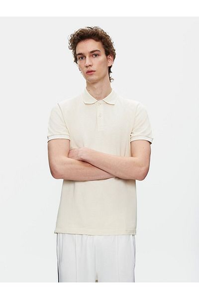 Ltb Κοντομάνικο μπλουζάκι Polo Neck Basic Regular Beige