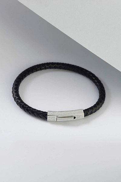 DeFacto Herrenarmband aus schwarzem Leder und Stahl AtolyeWolf x DeFacto E6178AXNS