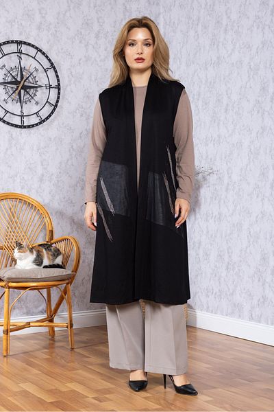 Mutlu City Women's Middle Age Patterned Comfortable Fit Flounced Combed Cotton Mother Long Vest 30352