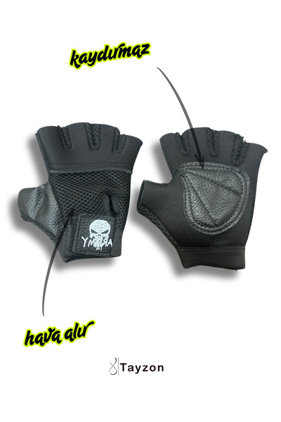 Tayzon Fitness Eldiveni Kaydırmaz Avuç İçi Deri Terletmez Kumaş Gym Eldiveni ...