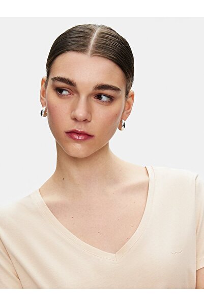 Ltb Κοντομάνικο μπλουζάκι Basic με λαιμόκοψη σε γκρι χρώμα