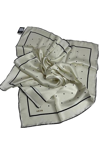 Aker 90x90 Silk Crepe Satin Scarf 90 x 90 Cream - Μαύρο