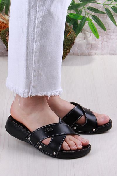 fort Elis 1005 Comfortable Cross Banded Orthopedic Women's Slippers