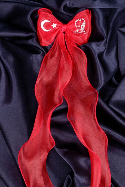 Hayalperest boncuk 23 April Hair Accessory Special for Eid Ataturk and Turkish Flag Printed