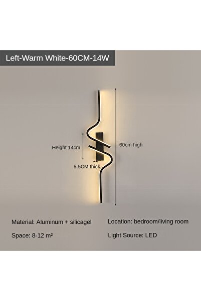 Choice مصباح حائط LED عصري بسيط مقاس 60 سم دافئ من Left-Warm لإضاءة غرفة النوم بجانب السرير وشمعدان حائط LED