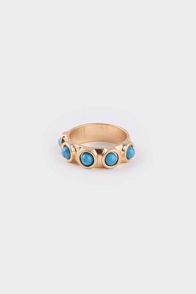 DeFacto Women's Blue Stone 3-Piece Gold Ring E4532Axns