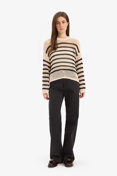 DeFacto Regular Fit Crew Neck Striped Knitwear Sweater E6994Ax25Sm