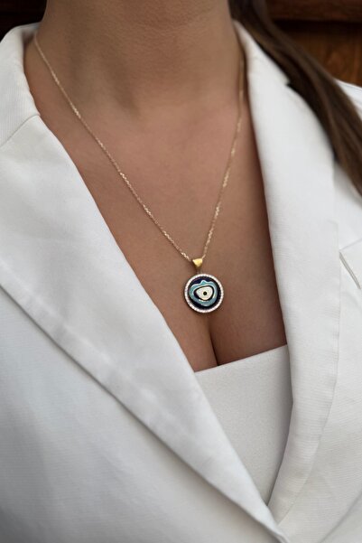 Utku Kuyumculuk 14 Ayar Nazar Göz Mineli Altın Kolye