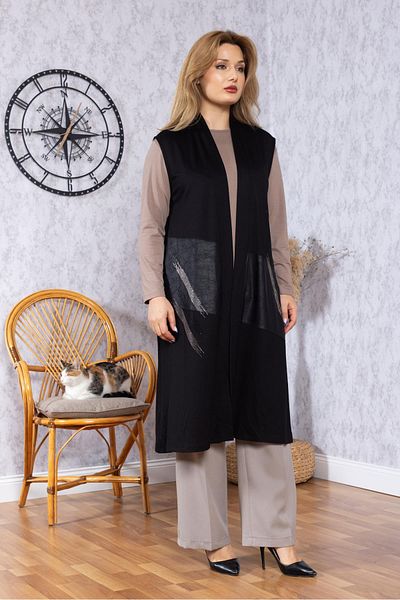 Mutlu City Women's Middle Age Patterned Comfortable Fit Flounced Combed Cotton Mother Long Vest 30352