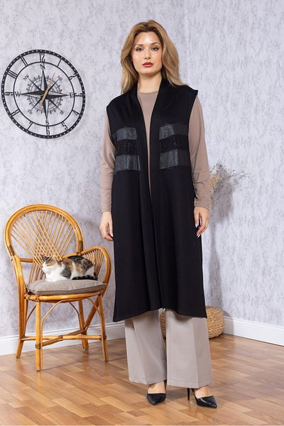 Mutlu City Women's Middle Age Patterned Comfortable Fit Flounced Combed Cotton Mother Long Vest 30352