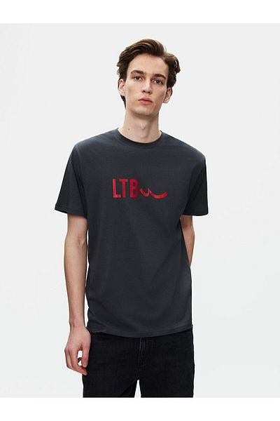 Ltb Zero Neck Short Sleeve Regular Anthracite T-Shirt