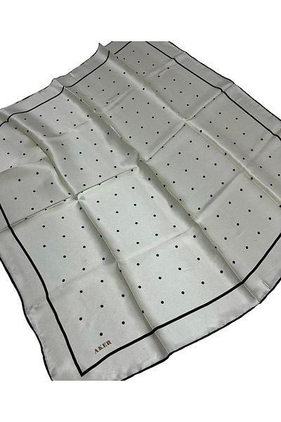 Aker 90x90 Silk Crepe Satin Scarf 90 x 90 Cream - Μαύρο